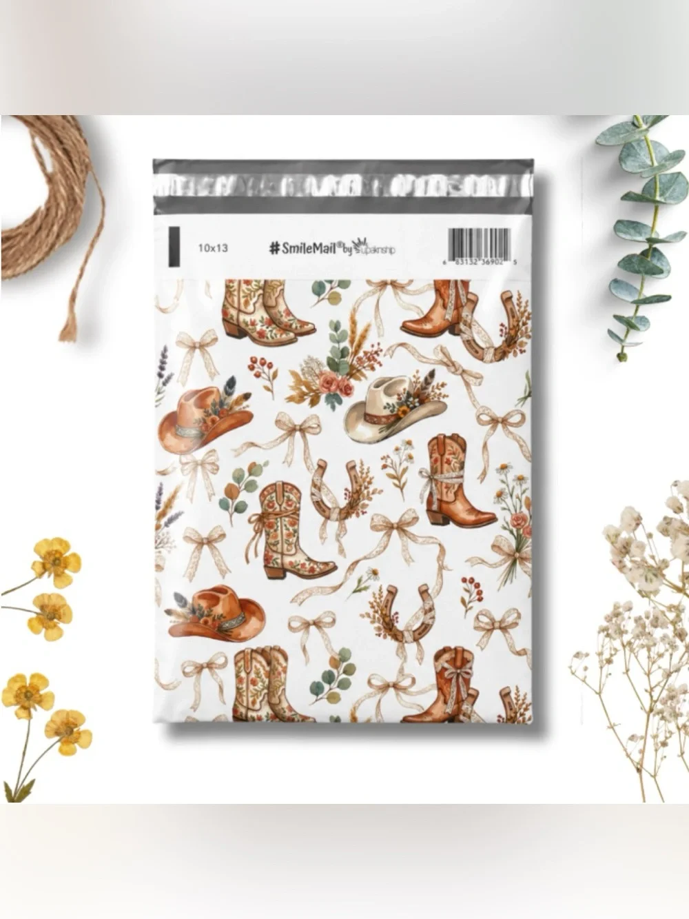 30 10” x 13” Cow Girl Country Southwest Poly Mailers